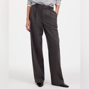 NWT Madewell Slouchy Straight Pants Chocolate Pinstripe 00 Oversized $148 NS300